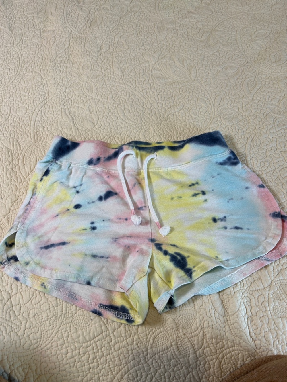 Girls' Tie-Dye Drawstring Lounge Shorts - Pastel Multi